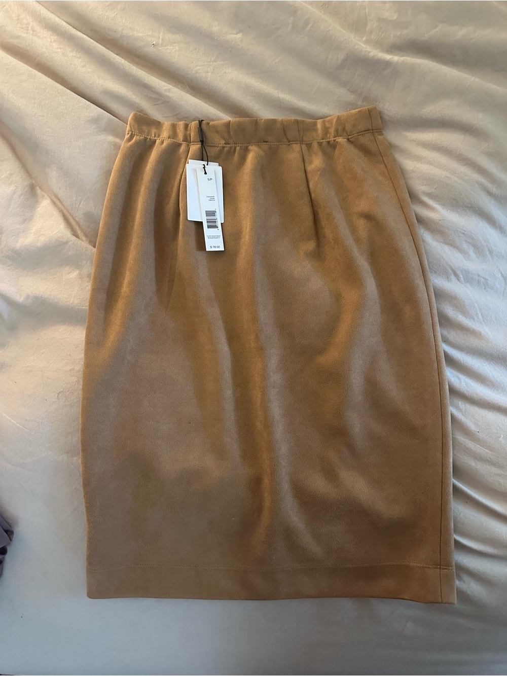 Tahari Camel Suede-Look Pencil Skirt